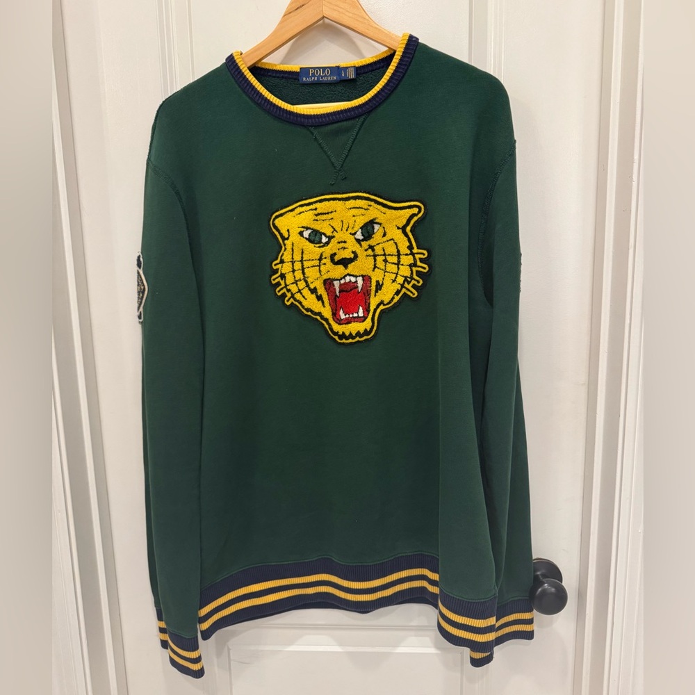 Ralph Lauren Green Sweater with Yellow Tiger Patch